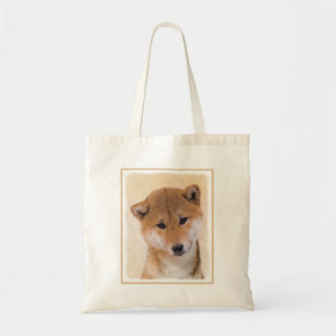 Bolsa Tote Pintura de Shiba Inu (Vermelho) - Arte Original de