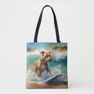 Bolsa Tote Pintura de surfe em praia americana Staffordshire