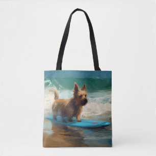 Bolsa Tote Pintura de surfe na praia australiana Terrier