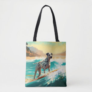 Bolsa Tote Pintura de surfe na praia Dalmation