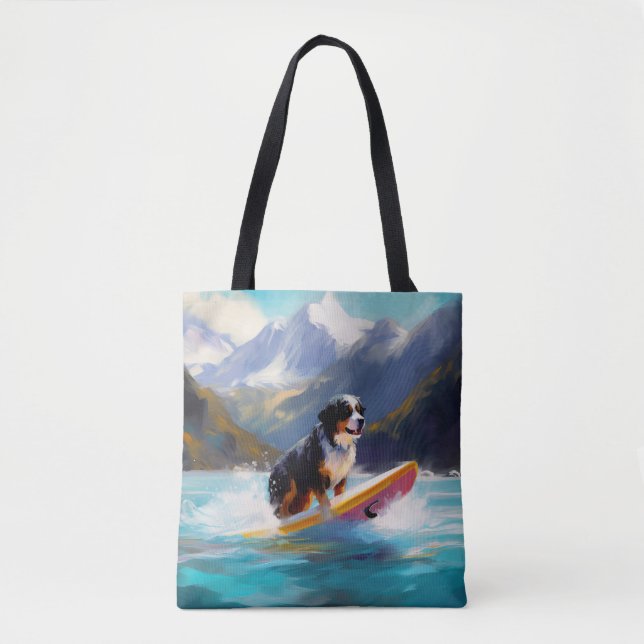 Bolsa Tote Pintura de surfe na praia de Bernese (Frente)