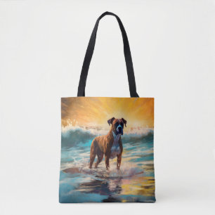 Bolsa Tote Pintura de surfe na praia do Boxer