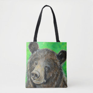 Bolsa Tote Pintura de Urso Marrom