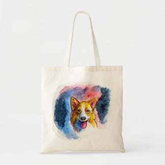 Bolsa Tote Pintura do cão do Corgi da aguarela