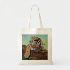 Bolsa Tote Pintura do Cubo-Tigre Dormindo