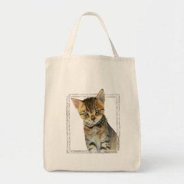 Bolsa Tote Pintura do gatinho do gato malhado com quadro de
