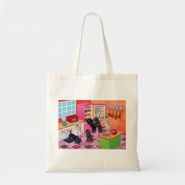 Bolsa Tote Pintura do partido da cozinha de Labrador (Frente)