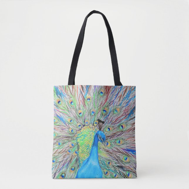 Bolsa Tote Pintura do Peacock de Aquarela (Frente)