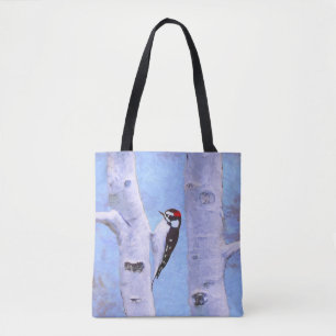 Bolsa Tote Pintura do Pica-Pau Downy - Arte Original