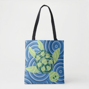 Bolsa Tote Pintura do ponto da tartaruga aborígine