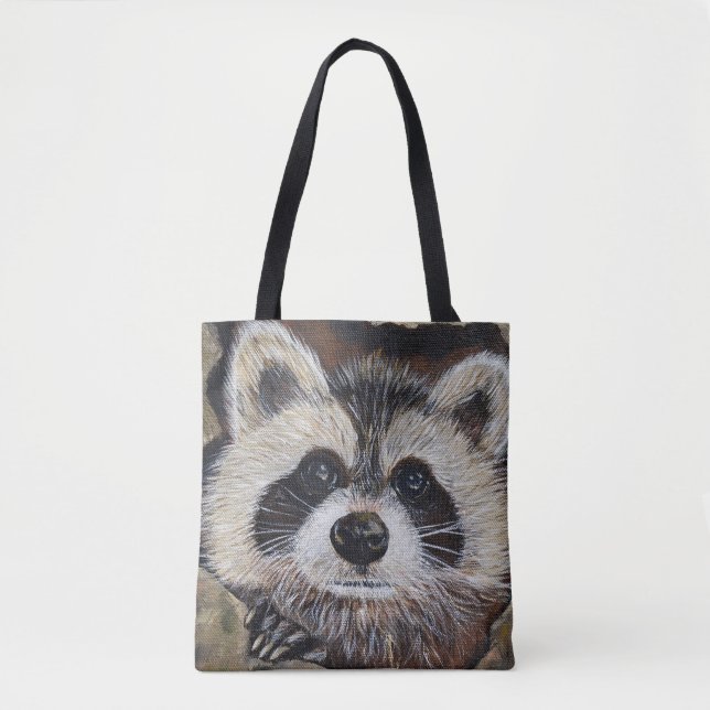 Bolsa Tote Pintura do Raccoon (Frente)