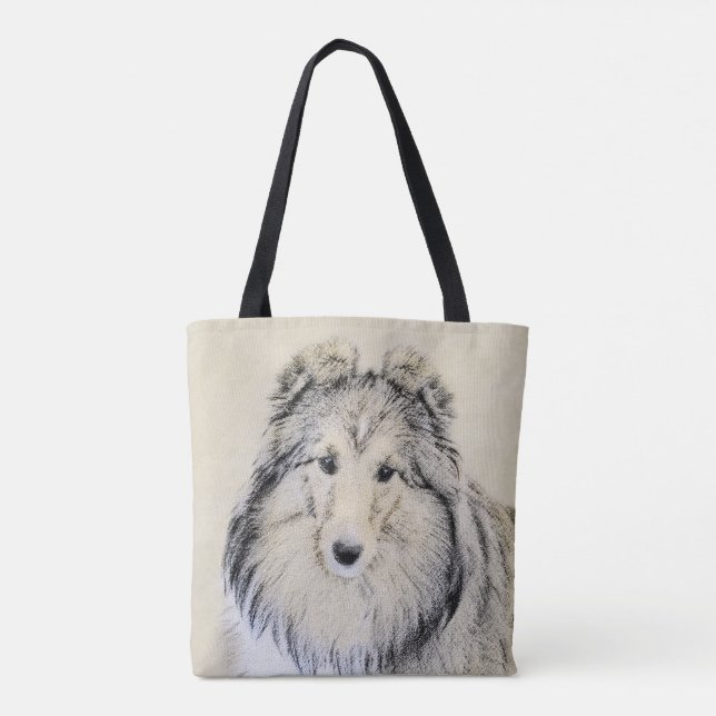 Bolsa Tote Pintura do Sheepdog de Shetland - arte original (Verso)