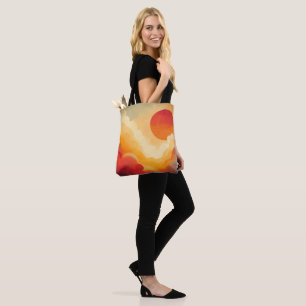 Bolsa Tote Pintura Dramática do Sol Vermelho