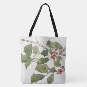 Bolsa Tote Pintura em Aquarela de Azevinho, Hannah Borger Ove