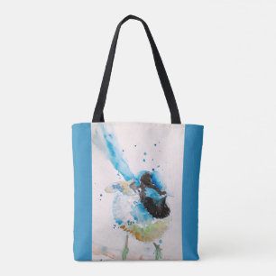 Bolsa Tote Pintura em Aquarela de Cardeal Azul Aves Australia