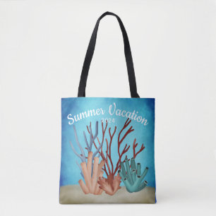 Bolsa Tote Pintura em aquarela de corais marinhos