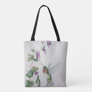 Bolsa Tote Pintura em Aquarela do Jardim do Hummingbird