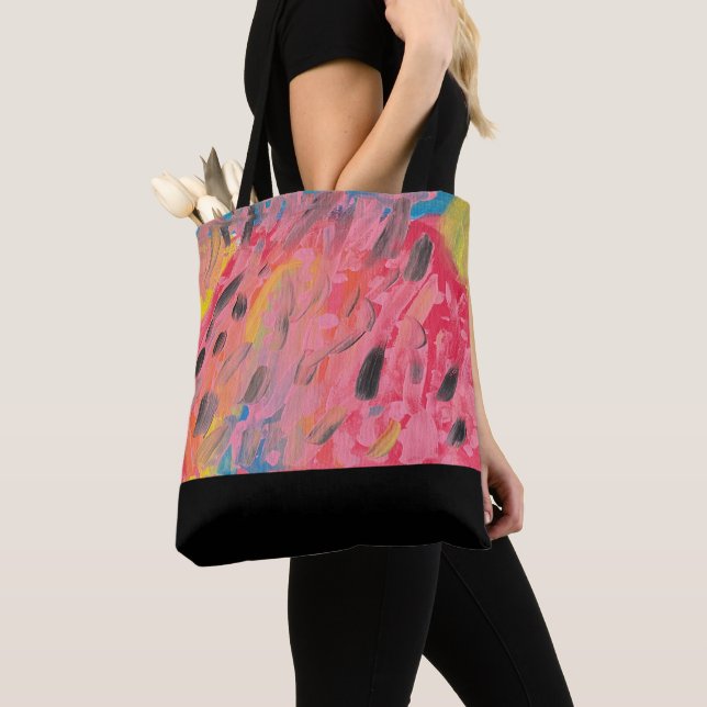 Bolsa Tote Pintura em cascata arco-íris (Close Up)