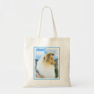 Bolsa Tote Pintura em Collie, em Montanhas (Rough) - Arte Can