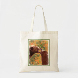 Bolsa Tote Pintura em Cubo e Mãe de Urso Grizzly - Arte da V