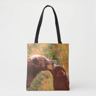 Bolsa Tote Pintura em Cubo e Mãe de Urso Grizzly - Arte da Vi