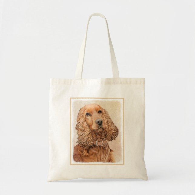 Bolsa Tote Pintura em espanhol com Cocker Inglês - Arte Origi (Frente)