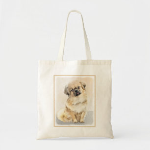 Bolsa Tote Pintura em espanhol tibetano - Arte canina origina