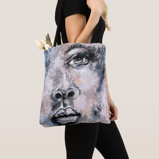 Bolsa Tote Pintura em estilo moderno com a cara da mulher (Close Up)