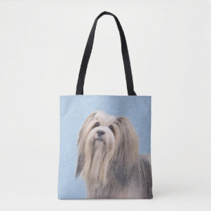 Bolsa Tote Pintura em Havanês (Prata) - Arte Canina Original