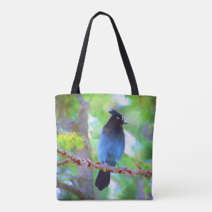 Bolsa Tote Pintura em Jay de Steller - Arte original sobre pá