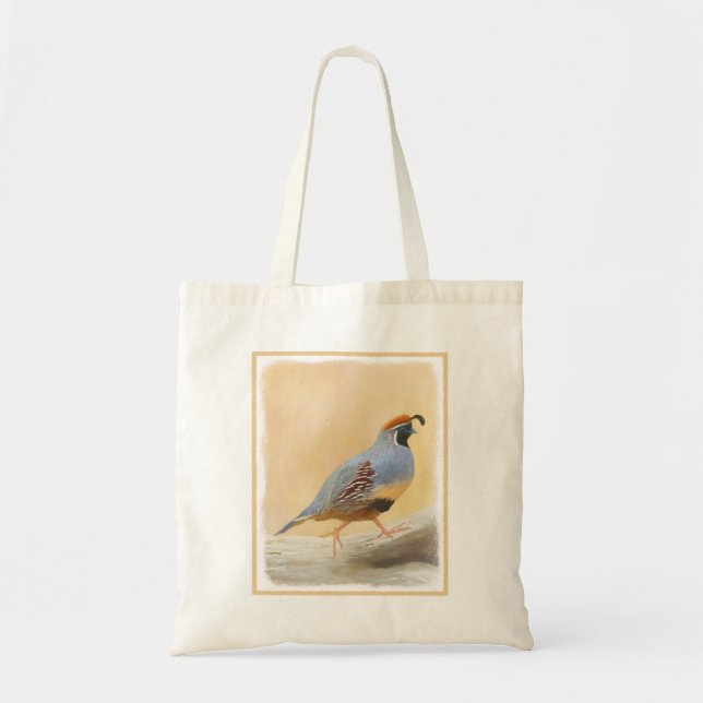 Bolsa Tote Pintura em Quail de Gambrel — Arte original sobre  (Frente)