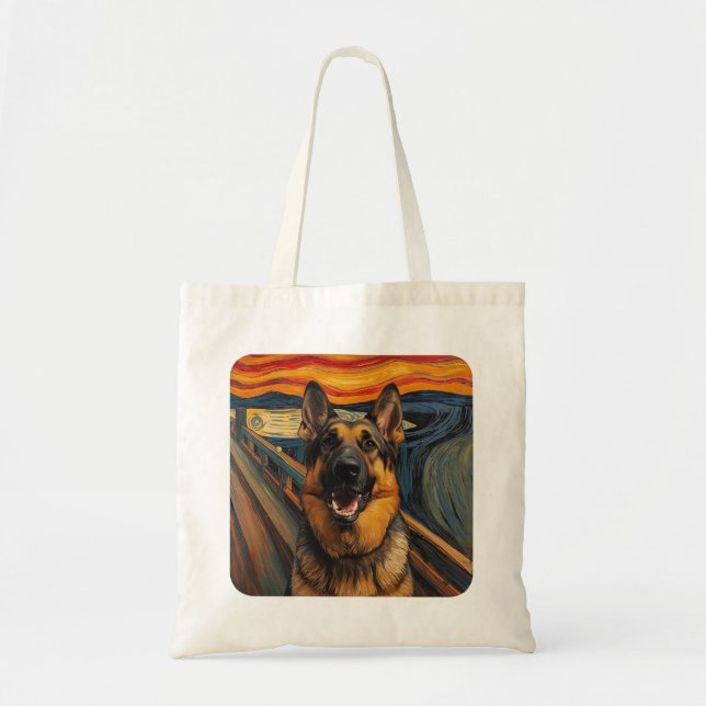 Bolsa Tote Pintura Expressionista de Ansiedade Pastor Alemão (Frente)