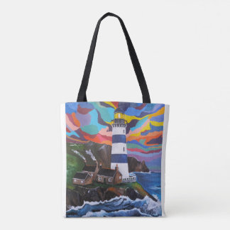 Bolsa Tote Pintura Farol Acima das Ondas por Alfred Fox