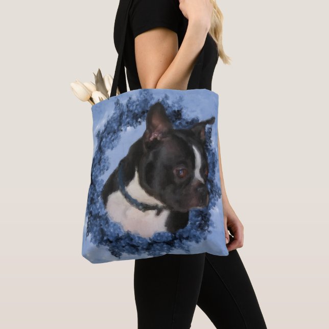 Bolsa Tote Pintura Fotográfica de Arte Canina de Boston Terri (Close Up)