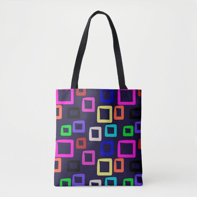 Bolsa Tote Pintura geométrica quadrada, design gráfico sem co (Frente)