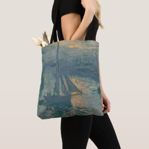 Bolsa Tote Pintura Impressionista Marinha do Nascer do Sol de