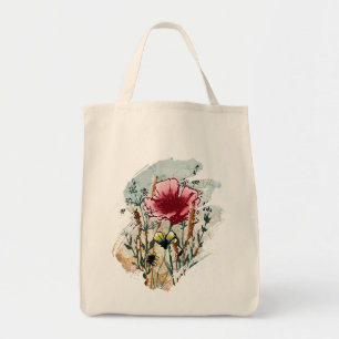 Bolsa Tote Pintura Manchada de Flores Silvestres
