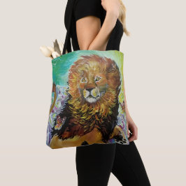 Bolsa Tote Pintura Mystical Crystal Lion "Novos Mundos"
