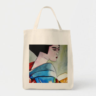 Bolsa Tote Pintura original aquarela arte Geisha Japonesa