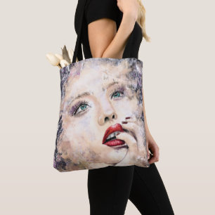 Bolsa Tote Pintura original de Abstrato de mulher Bonito de o