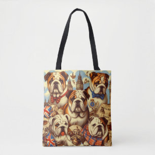 Bolsa Tote Pintura para Bulldog em Inglês