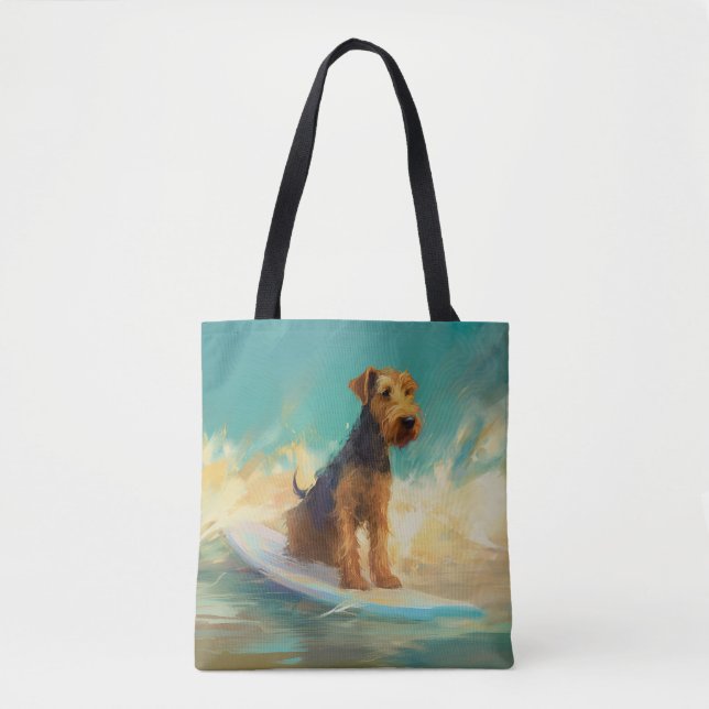 Bolsa Tote Pintura para surfar na praia de Airedale (Frente)