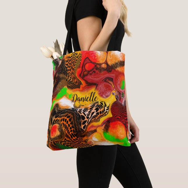 Bolsa Tote Pintura personalizada de Abstrato de cores de outo (Close Up)