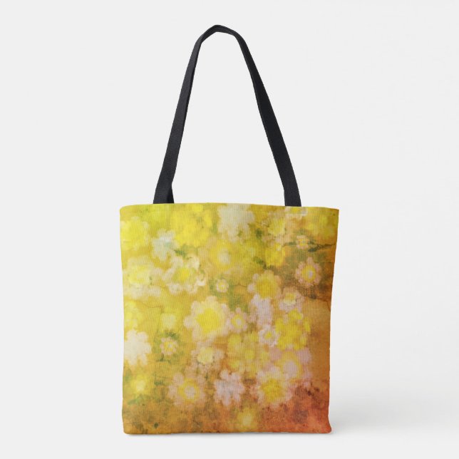Bolsa Tote Pintura por Aquarela com Abstrato Floral Retro Sal (Verso)