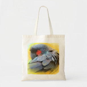 Bolsa Tote Pintura realística do Cockatoo preto da palma