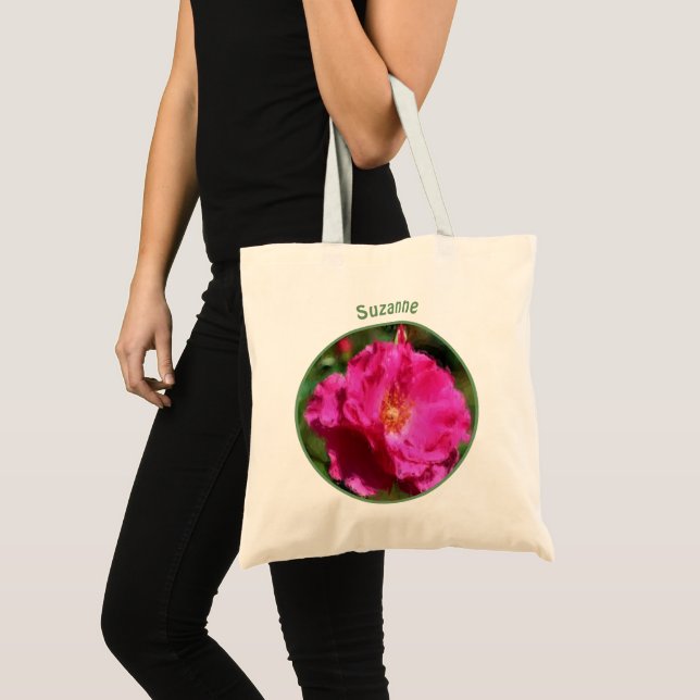 Bolsa Tote Pintura Rosa Flor Personalizada (Frente (produto))