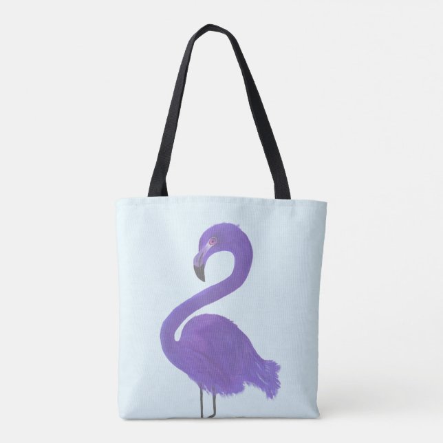 Bolsa Tote Pintura roxa do flamingo - belas artes litorais (Verso)