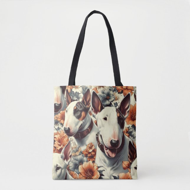 Bolsa Tote Pintura sem costura da Bull Terrier (Frente)