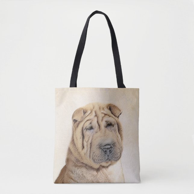 Bolsa Tote Pintura Shar Pei - Arte Cachorra Original (Frente)