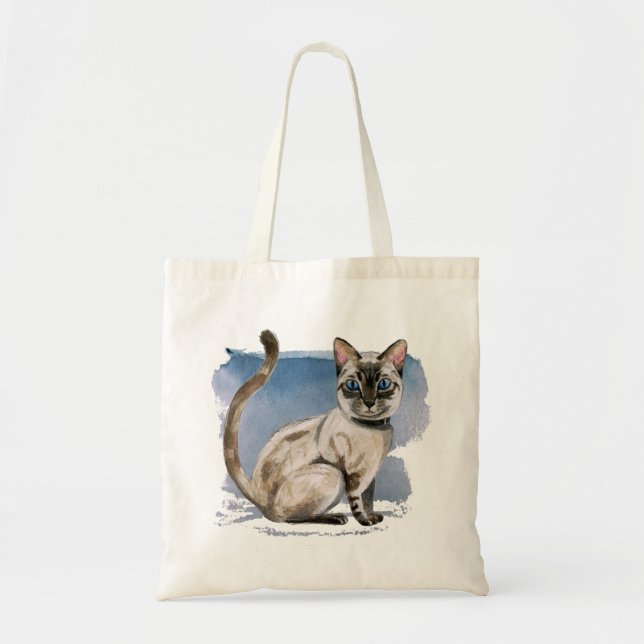 Bolsa Tote Pintura Siamese da aguarela do gatinho (Frente)